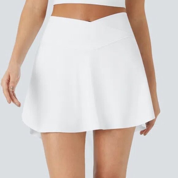 Halara White Cloudful Crossover Comfy Flowy High Waisted Skort Size Medium - Picture 1 of 10